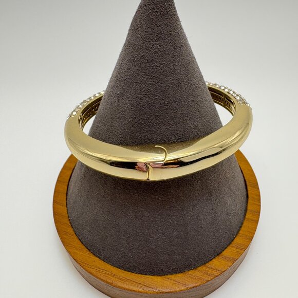 VTG Silver Tone Cubic Zirconia Open Cuff Bangle Bracelet Size 7.5" Fit - Picture 4 of 11